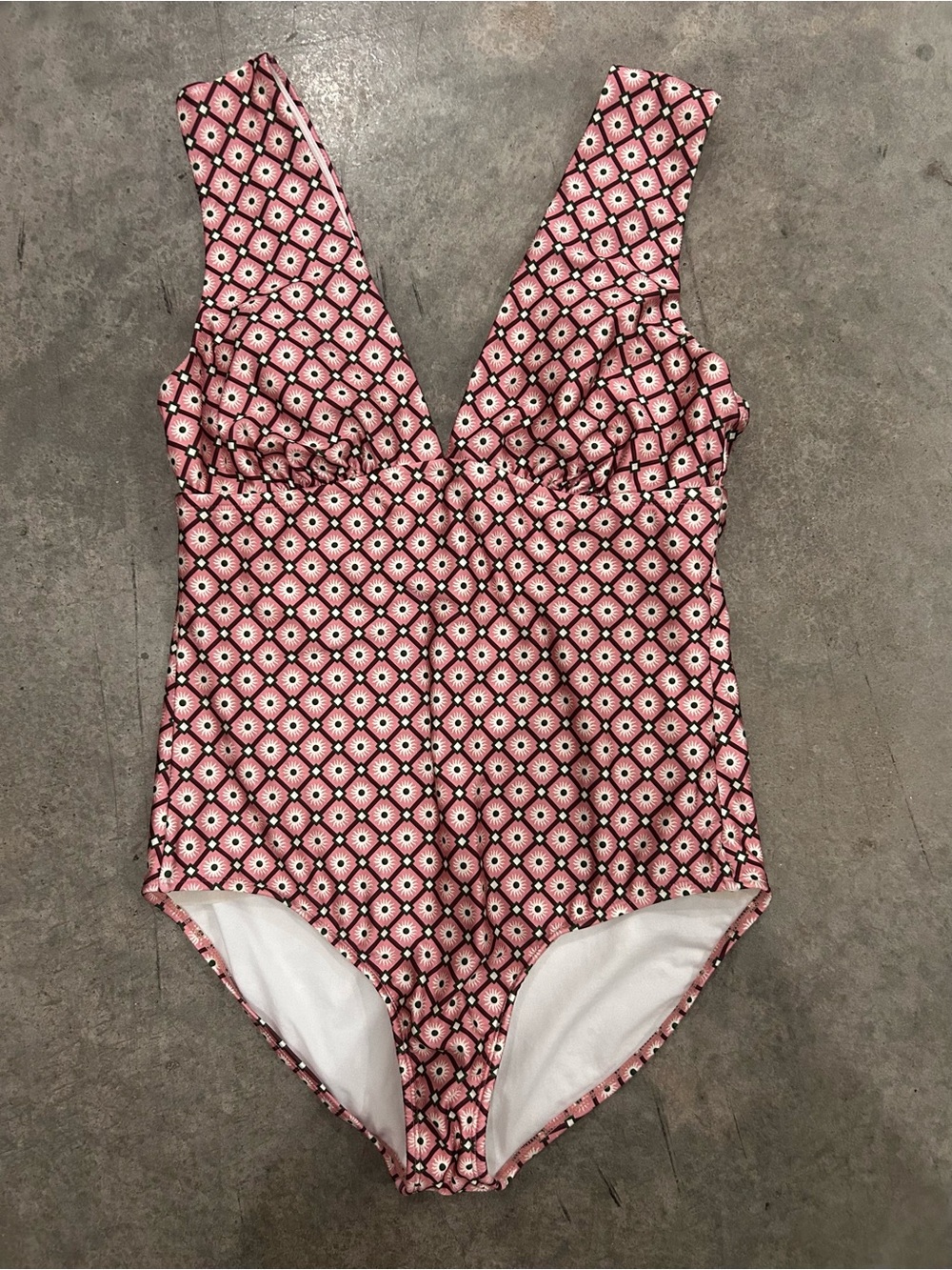 Shade & Shore Pink Geometric Print One-Piece Swimsuit
